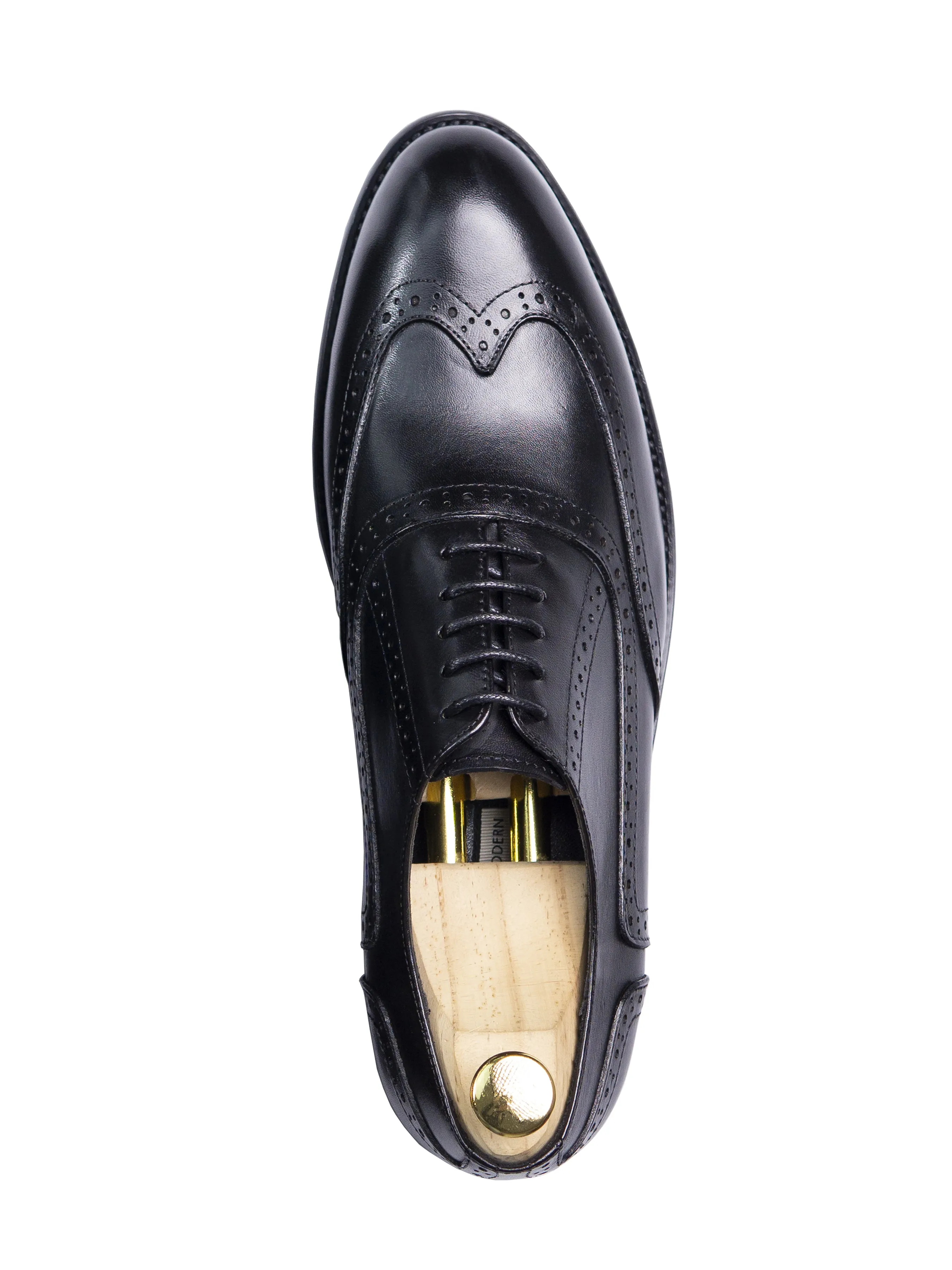 Oxford Brogue Wingtip - Black Lace Up