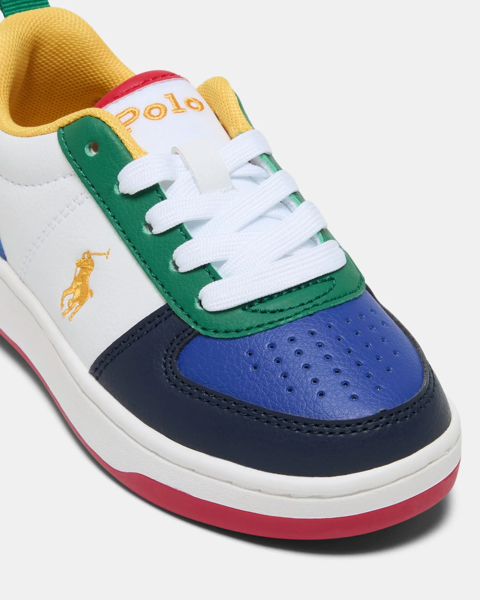 Polo Court II Youth White/Multi/Yellow