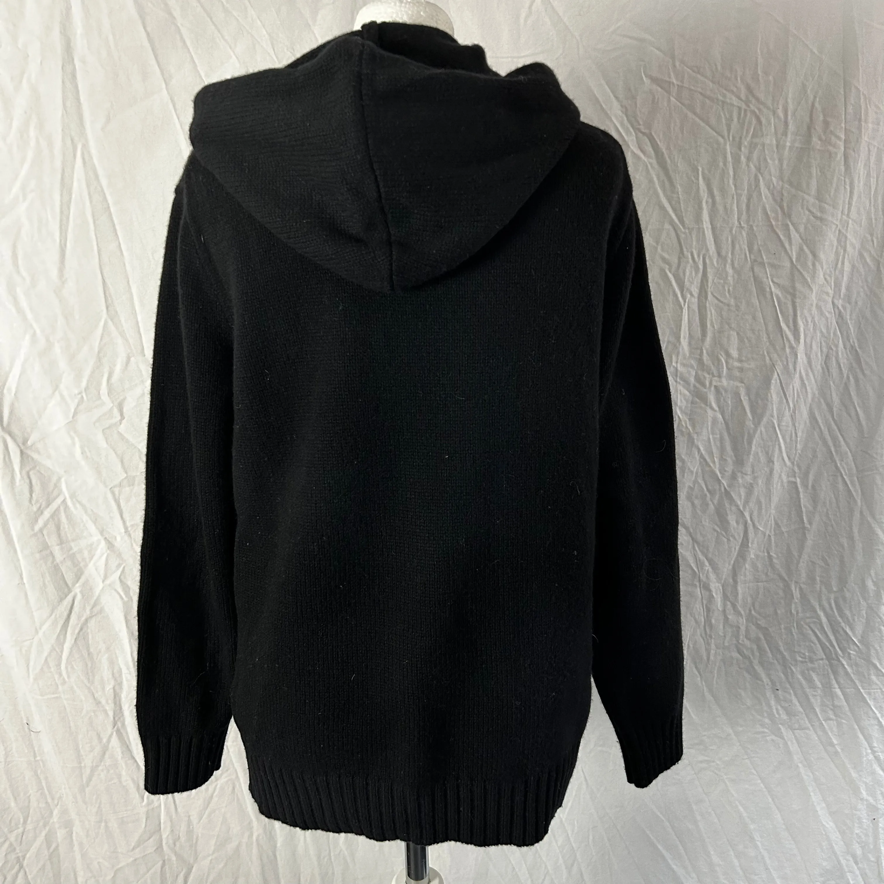 Polo Ralph Lauren  549 Black Wool & Cashmere Bear Hooded Sweater XS