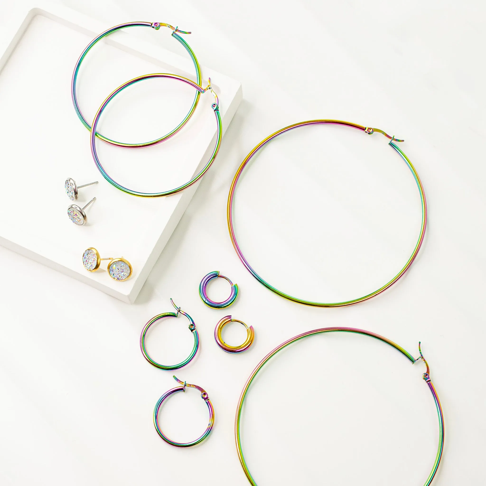 Prism Medium Rainbow Hoop Earrings