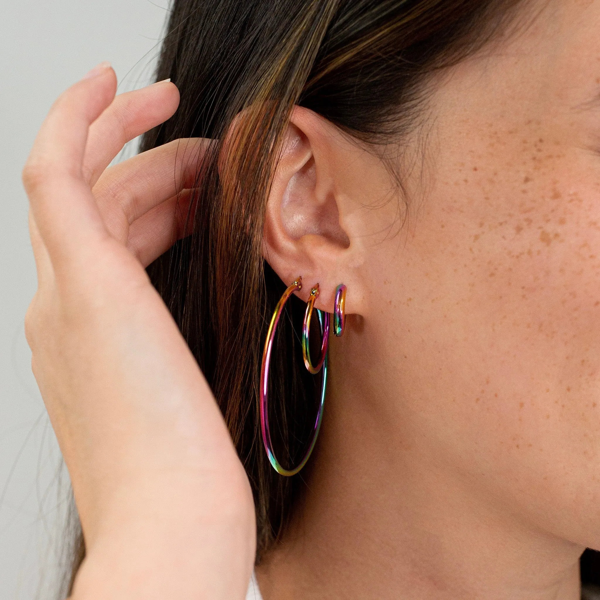 Prism Medium Rainbow Hoop Earrings