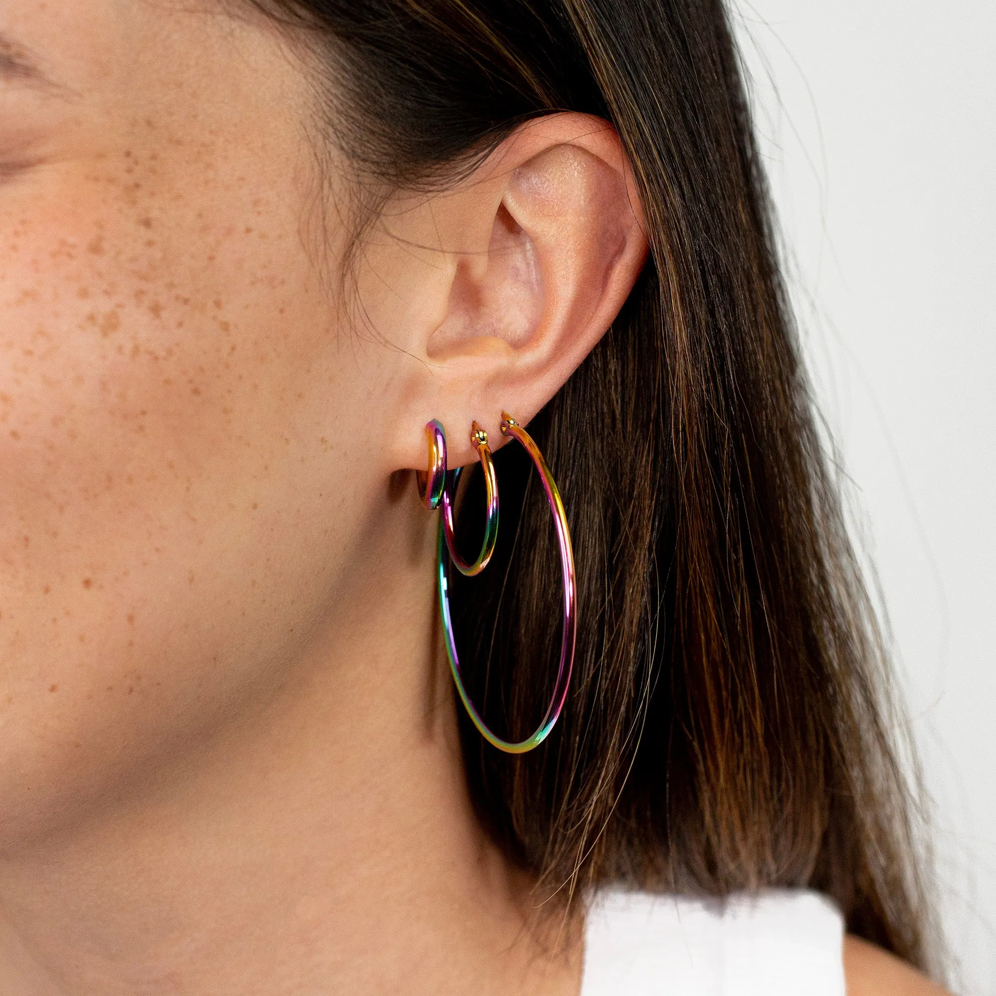 Prism Medium Rainbow Hoop Earrings