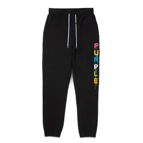 Purple Brand Wordmark Drip Black Sweatpants (P450-FBBW124)