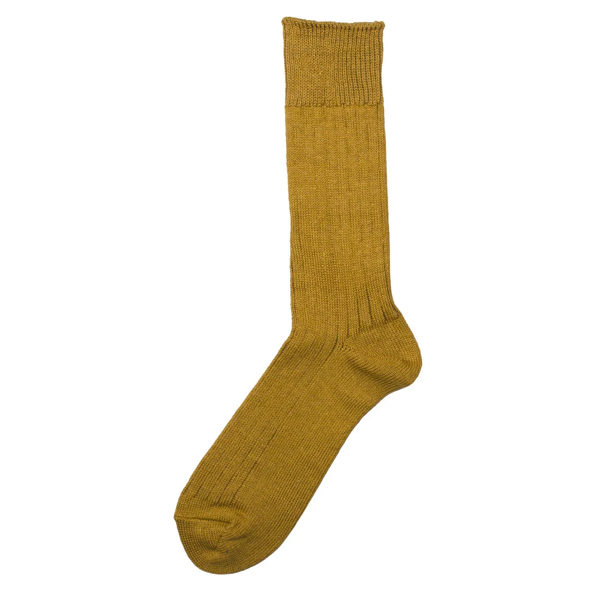 RoToTo - Linen Cotton Rib Crew Socks - Dark Gold