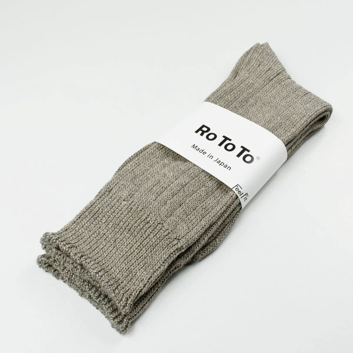 RoToTo - Linen Cotton Rib Socks - Medium Gray