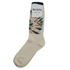 Rototo - Tie Dye Pattern Socks - Blue/Terracotta