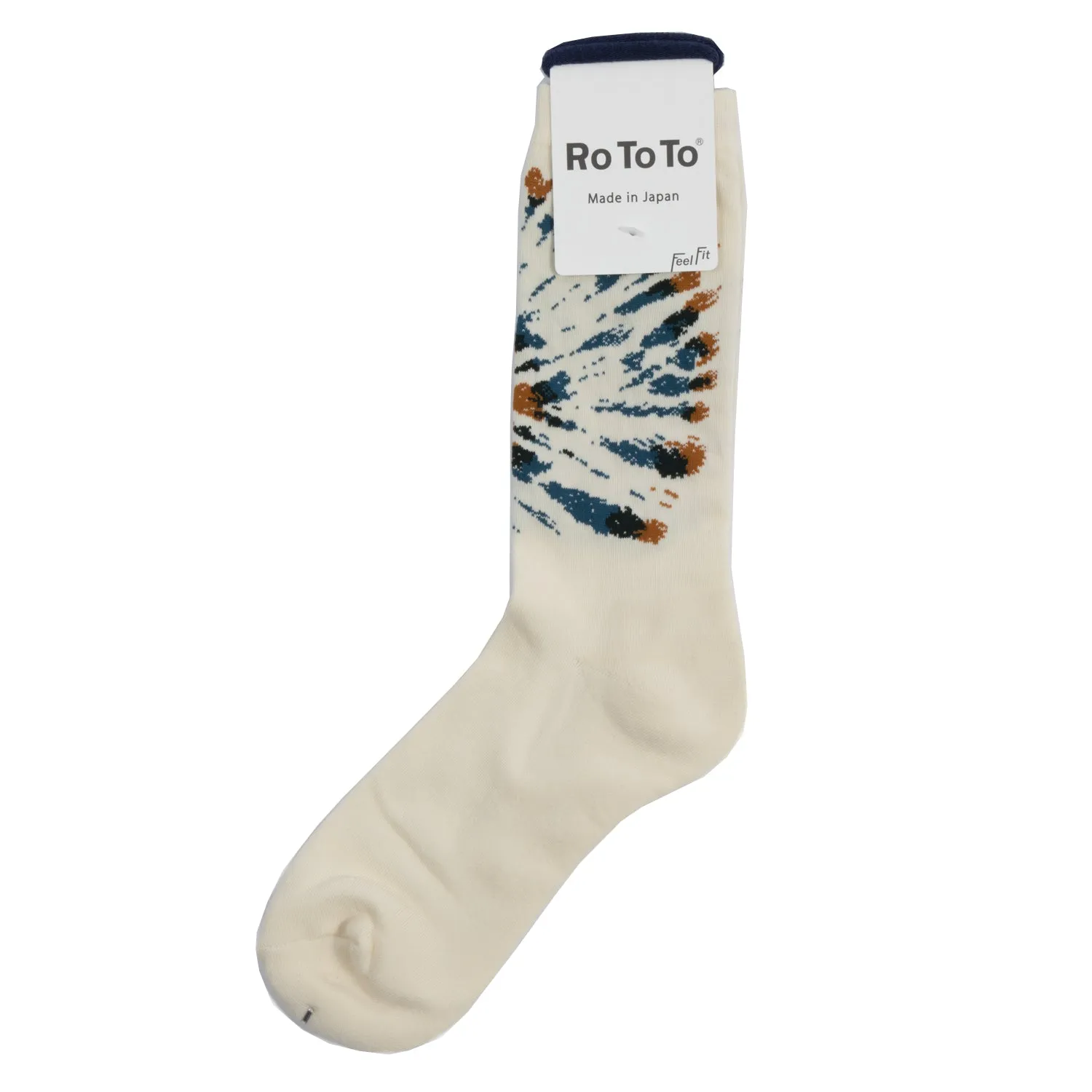 Rototo - Tie Dye Pattern Socks - Dark Yellow/Dark Blue