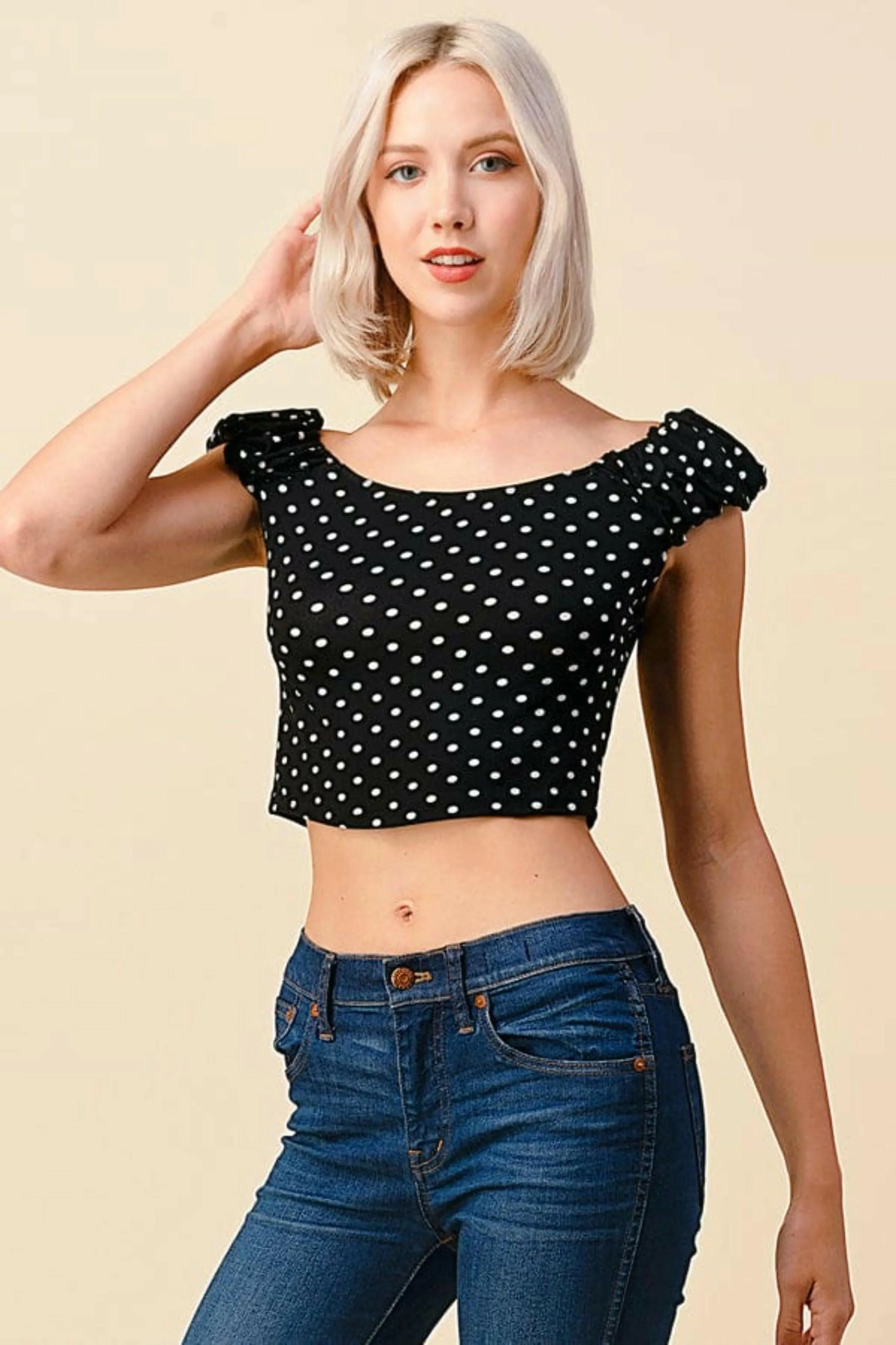 Ruffle Cute Sleeve Crop Tops