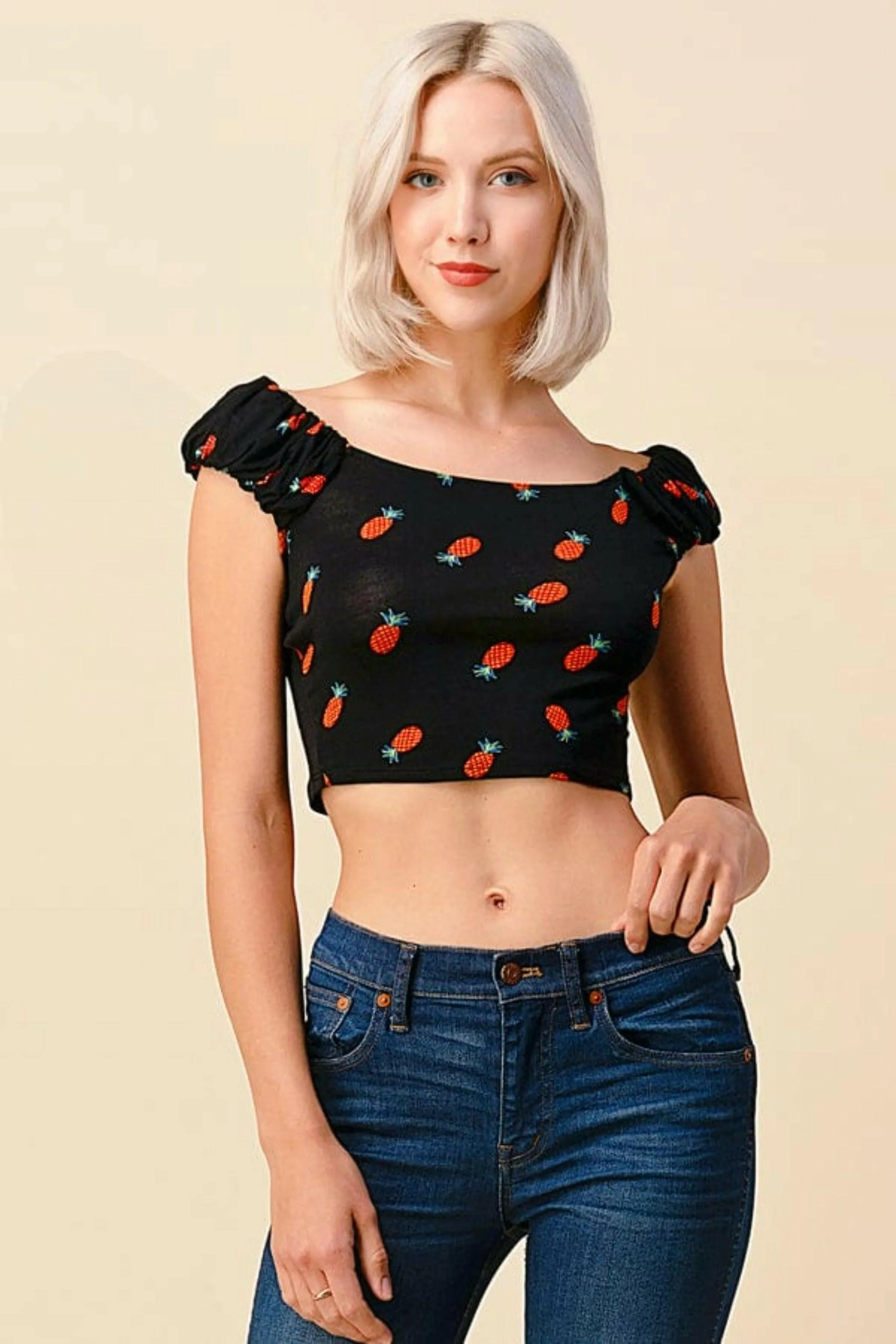 Ruffle Cute Sleeve Crop Tops