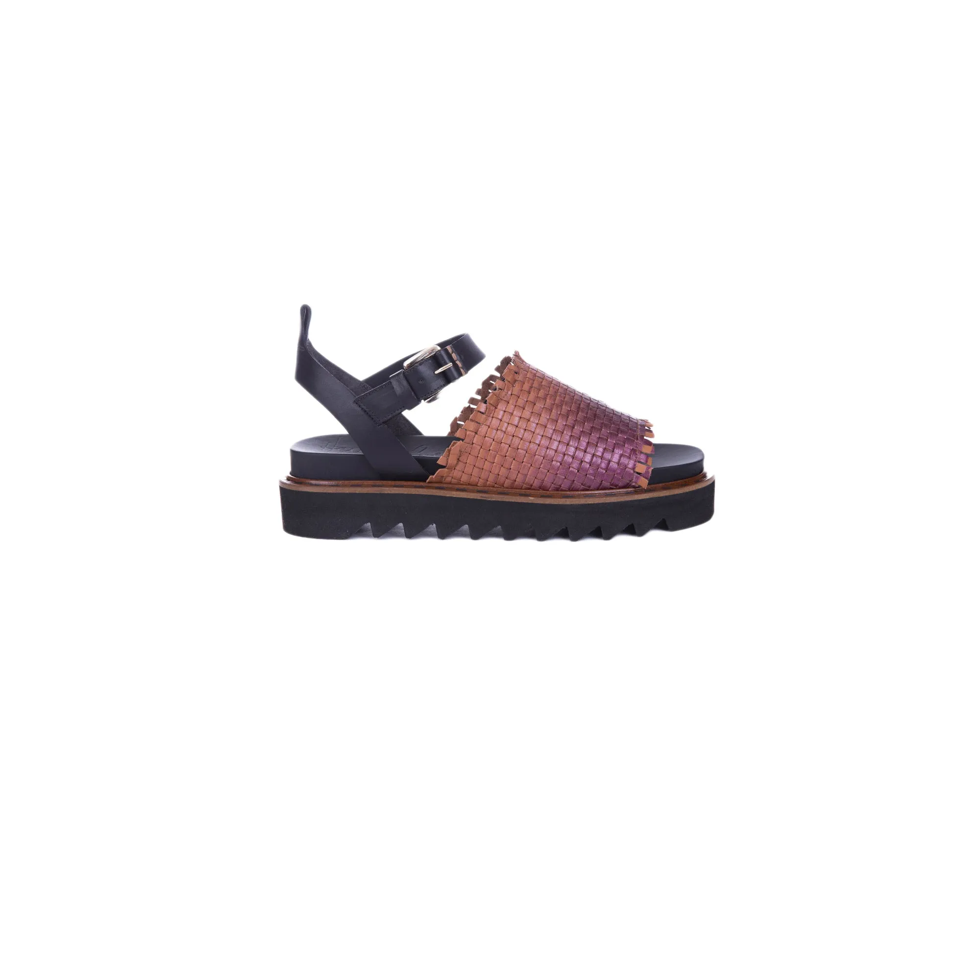 Sandal Zeppa Intreccio Sfumato Cognac