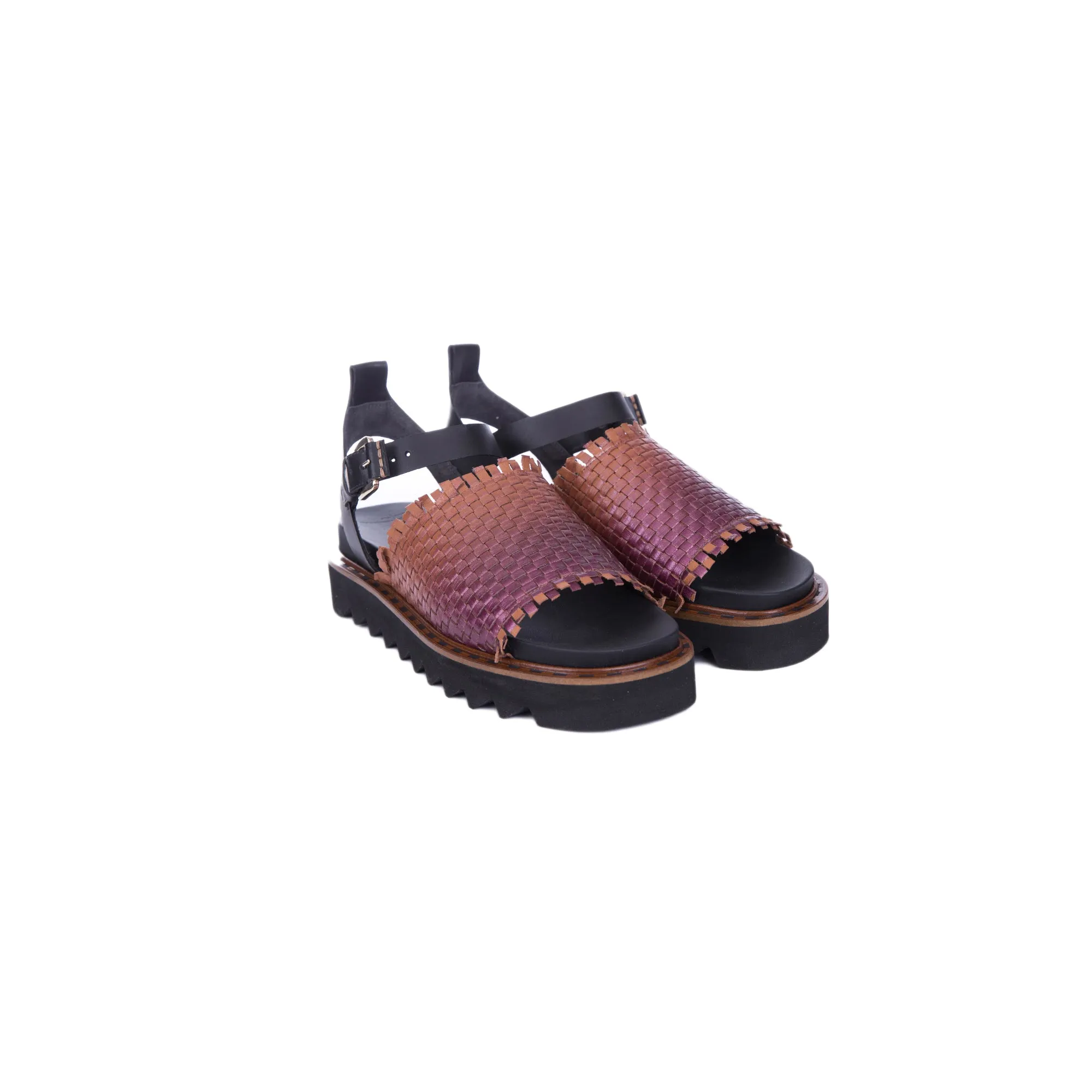 Sandal Zeppa Intreccio Sfumato Cognac