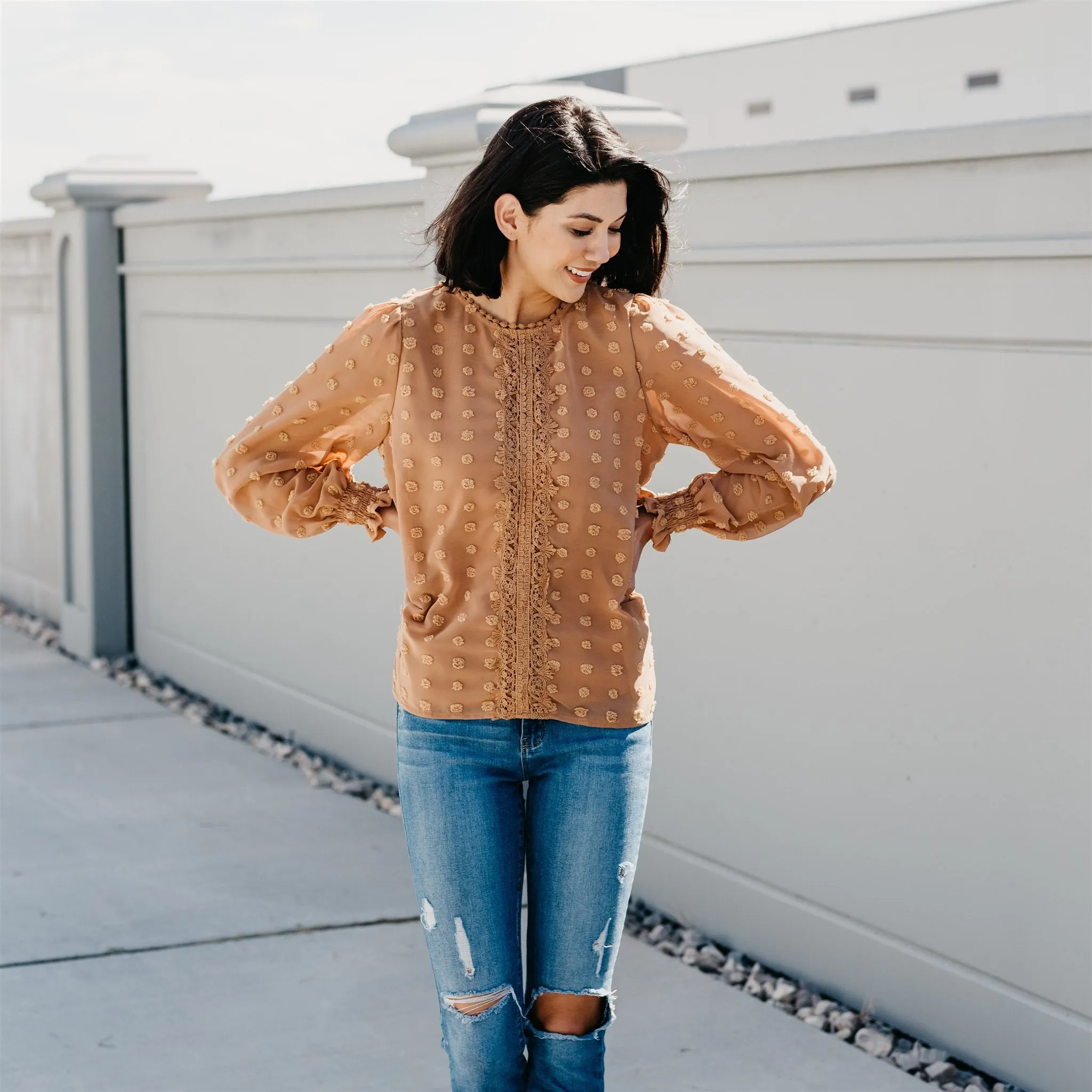 Textured Lace Tops: Mocha