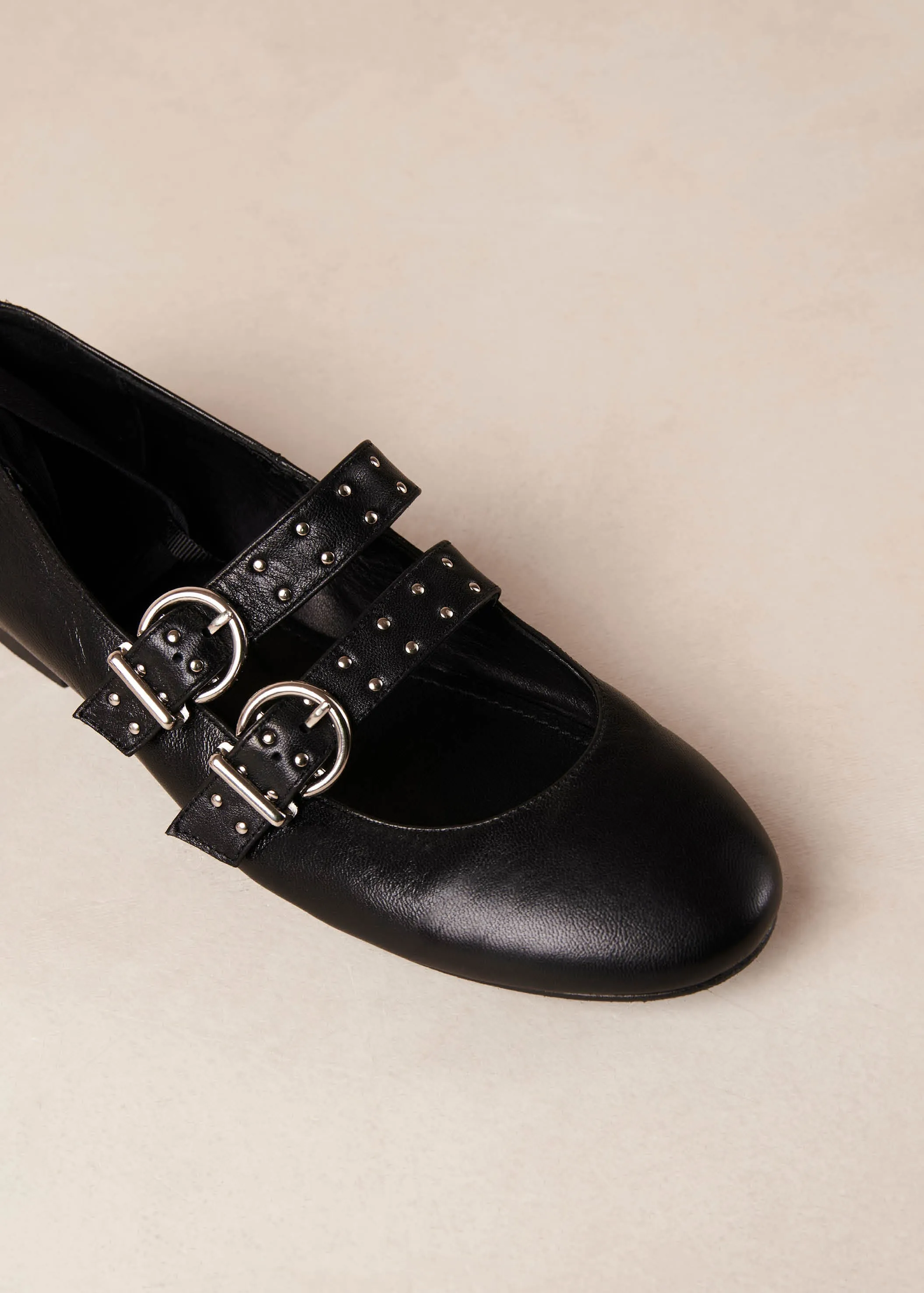 Thekla Black Leather Ballet Flats