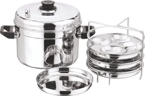 Vinod Stainless Steel Multi pot(Small) with 3pcs idli plates, 3pcs dhokla plates