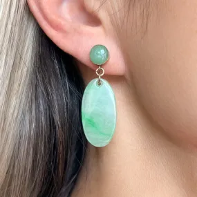 Vintage Carved Jade Drop Earrings