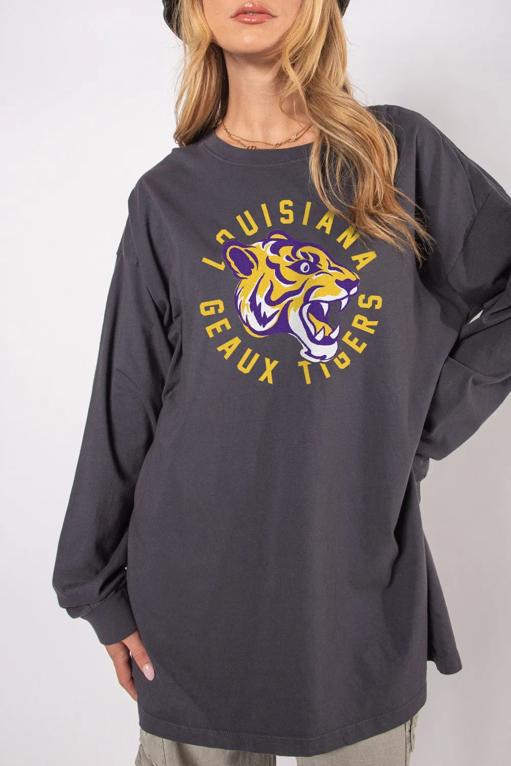 Washed Louisiana Tigers Oversized Long Sleeve Tees