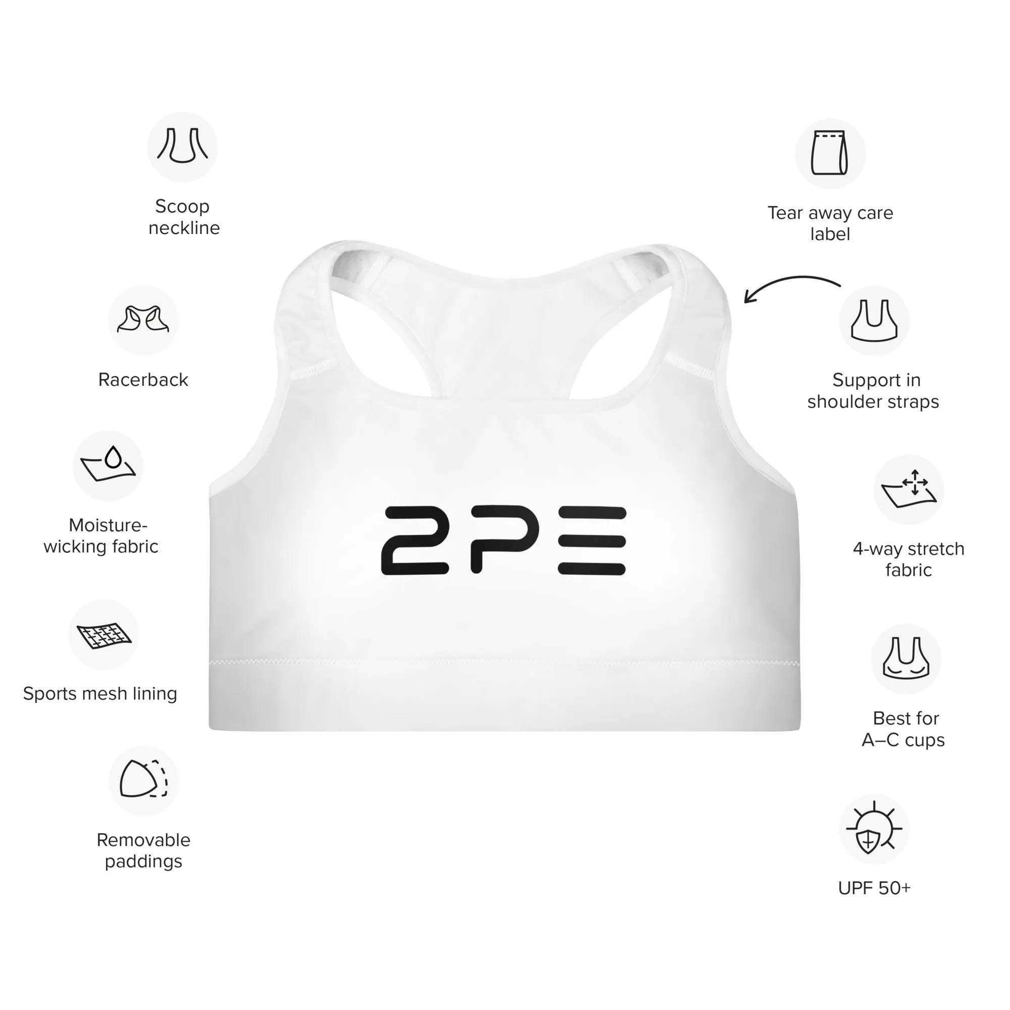 White Padded Sports Bra