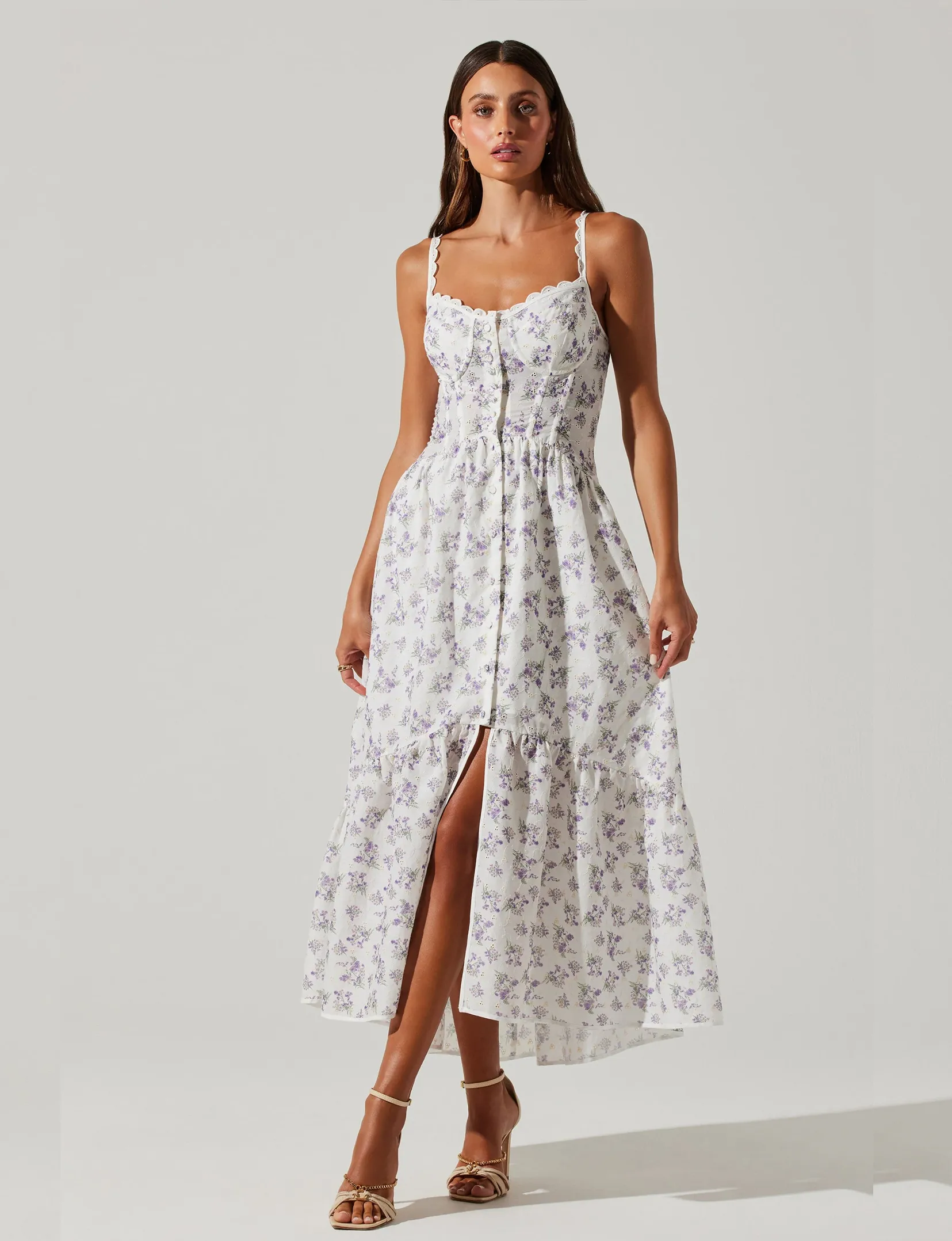 Yamila Midi Dress, Lavender Floral