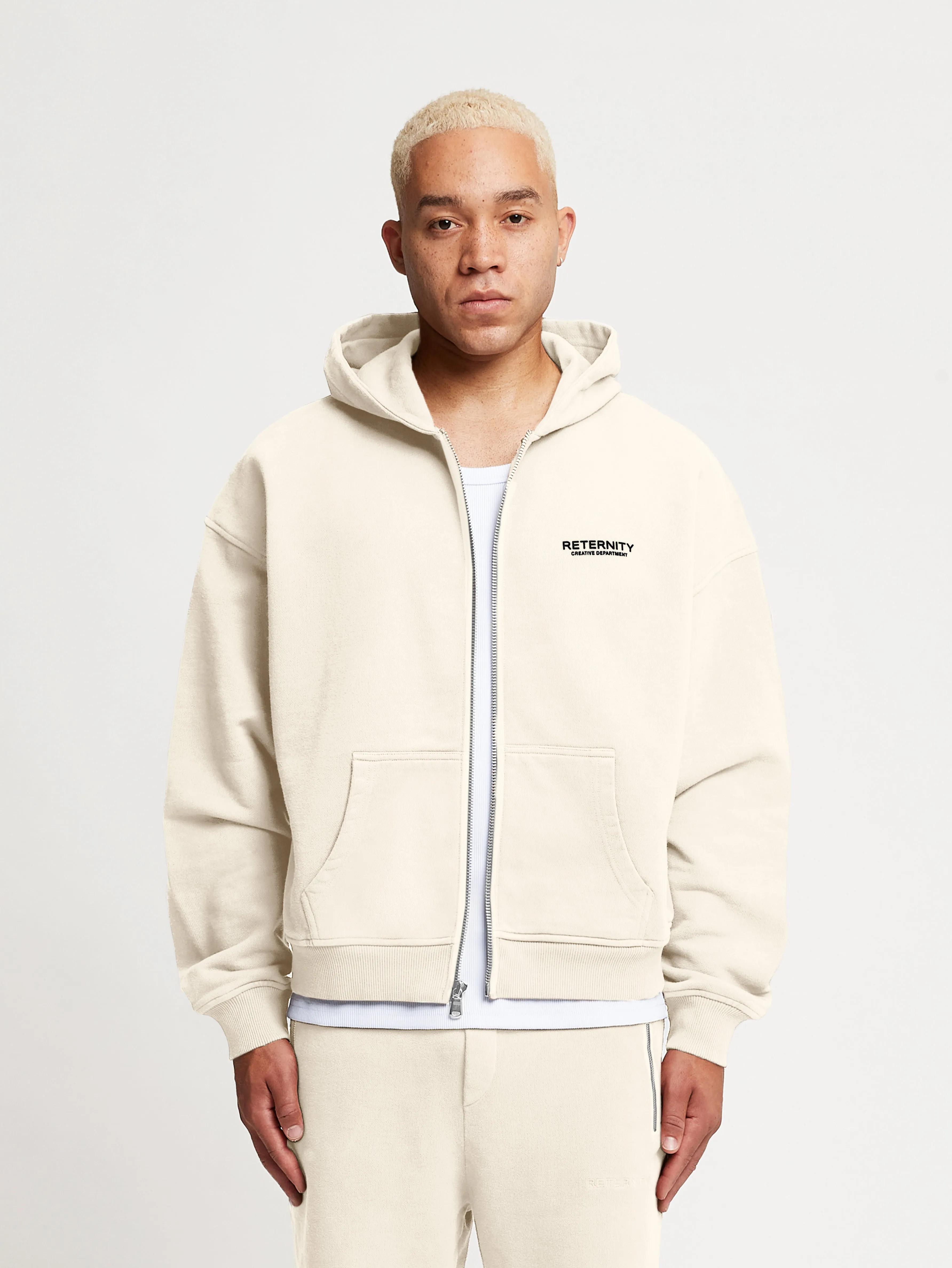 ZIP HOODIE CREATIVE DEPT - CREAM