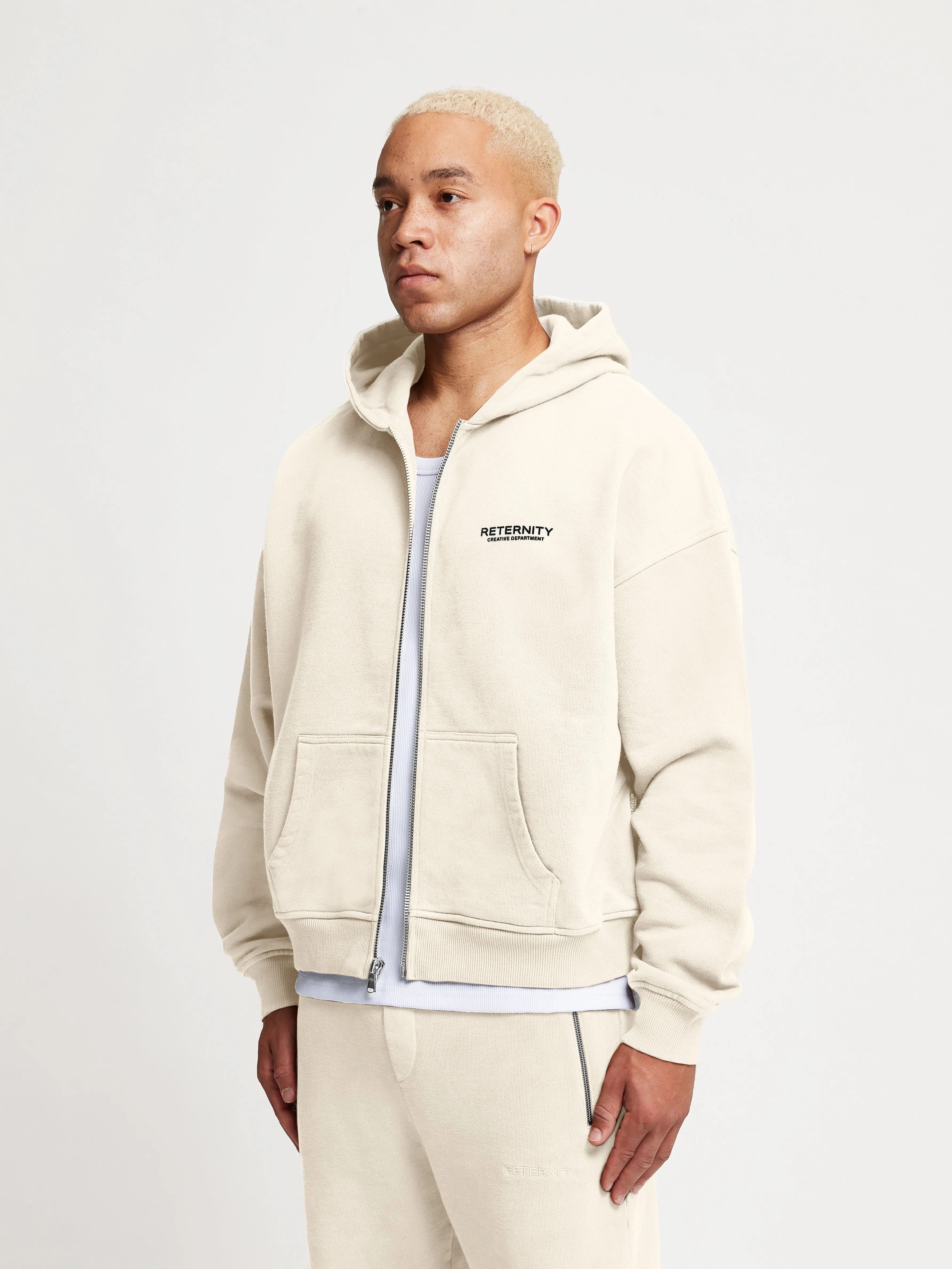 ZIP HOODIE CREATIVE DEPT - CREAM